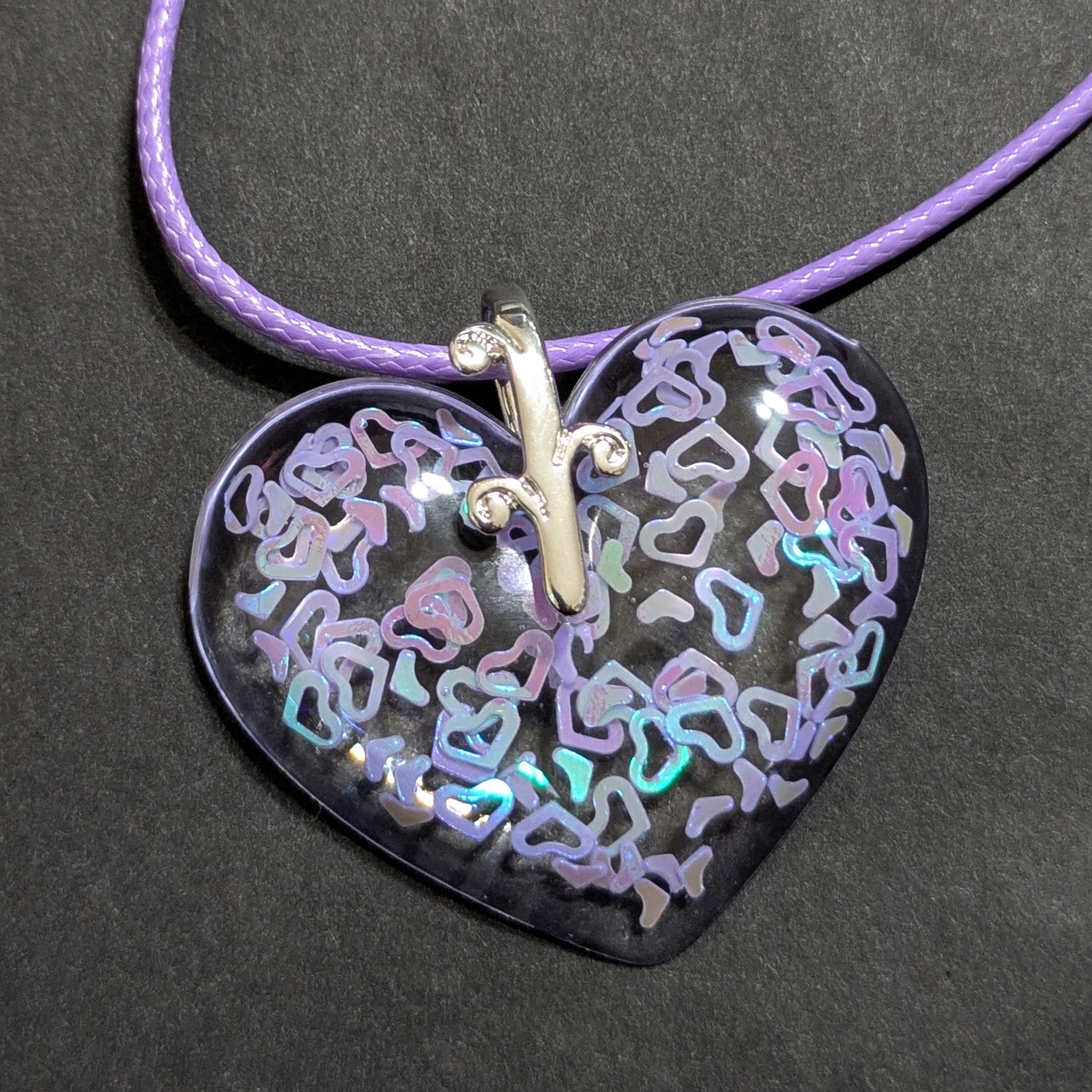Halskette Fliederherzen – Bild 3