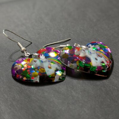Set Halskette und Ohrringe Einhorn mit buntem Glitzer – Bild 6
