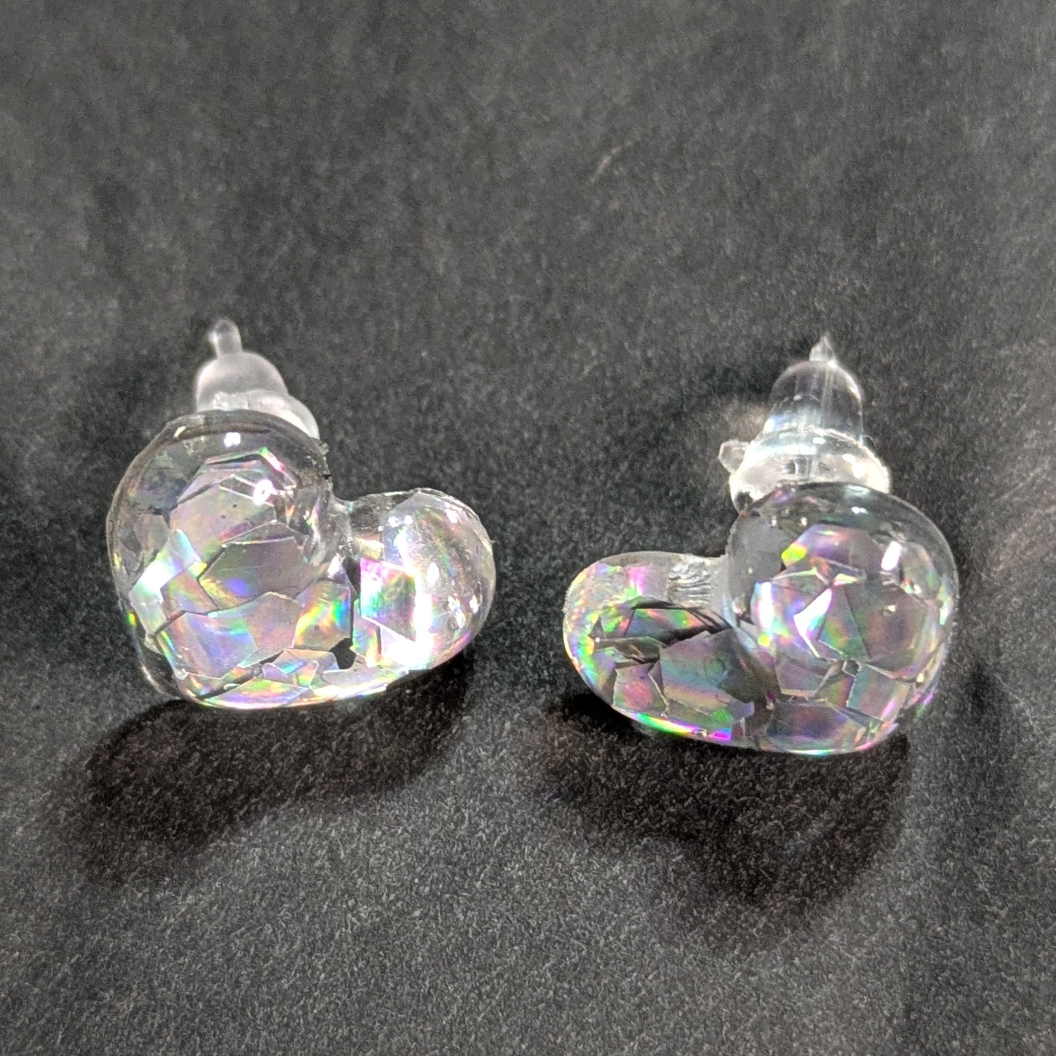 Ohrstecker Glitzerherz silber – Bild 3