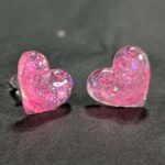 Ohrstecker Glitzerherz pink