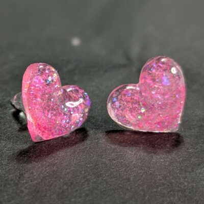 Ohrstecker Glitzerherz pink