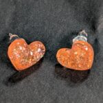 Ohrstecker Glitzerherz orange
