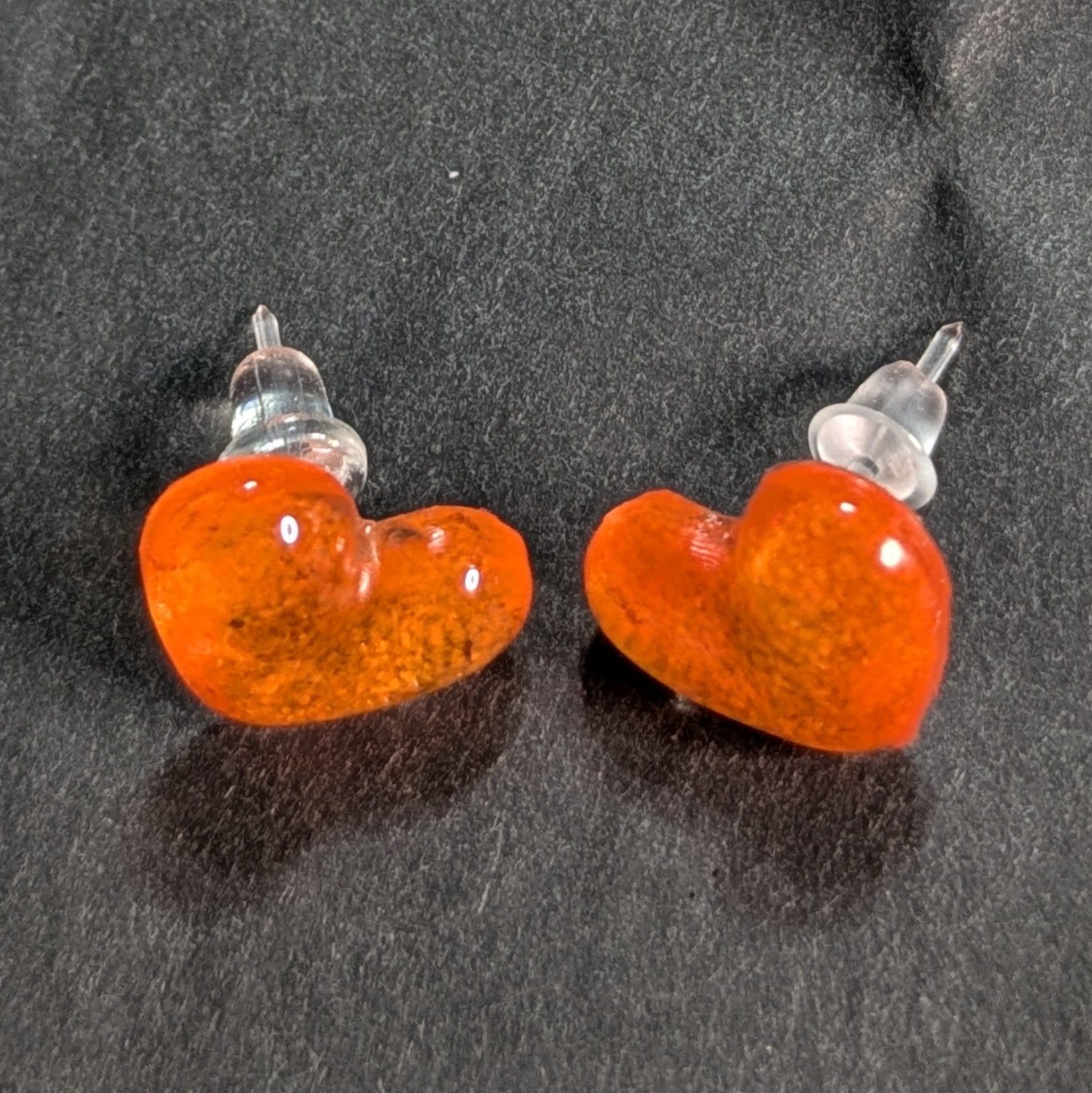 Ohrstecker Glitzerherz neon-orange