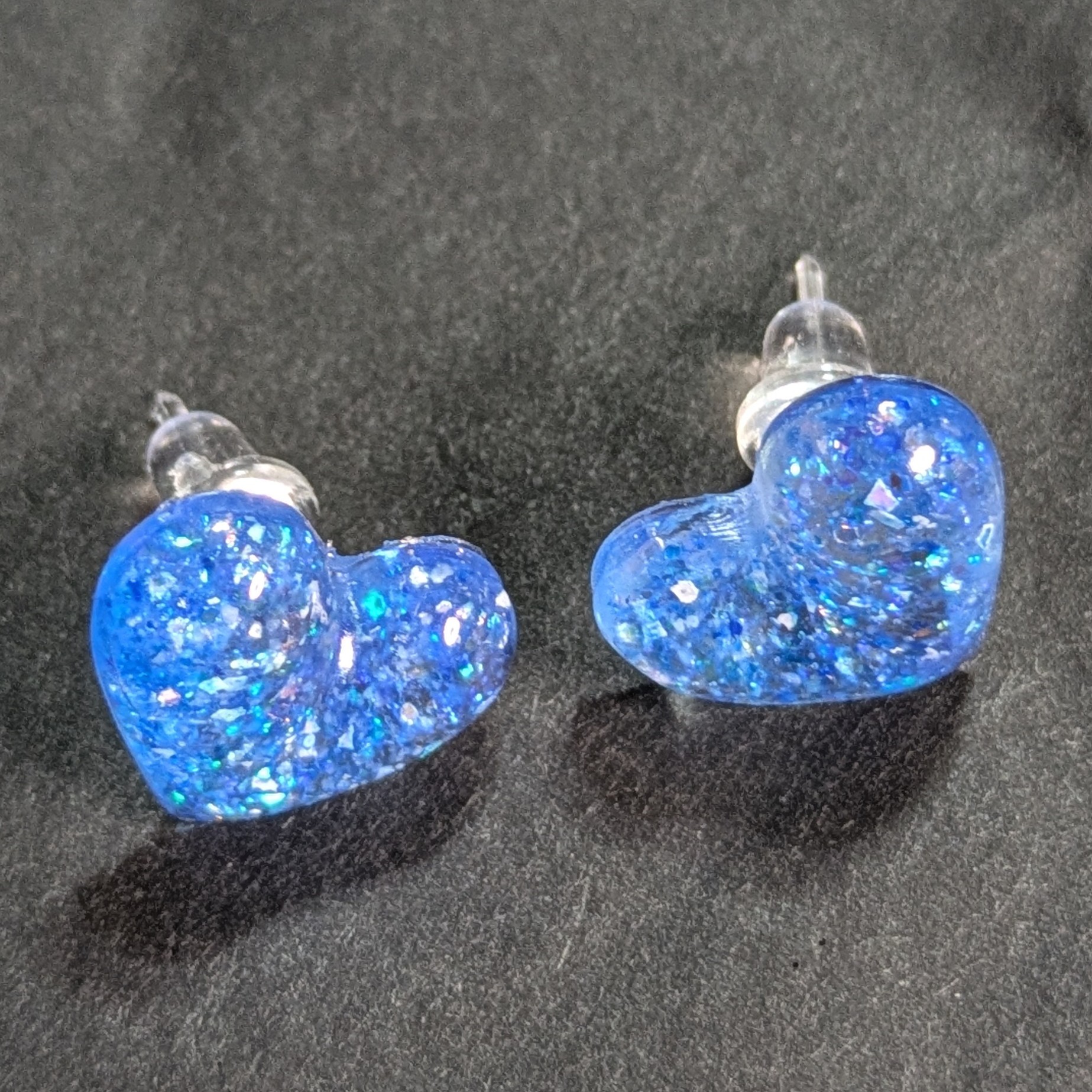 Ohrstecker Glitzerherz blau – Bild 2