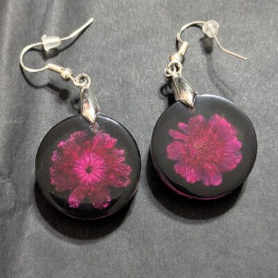 Ohrringe "pink blossom in black"