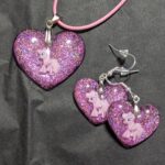 Set Halskette und Ohrringe Einhorn "Pink Glitter Queen"