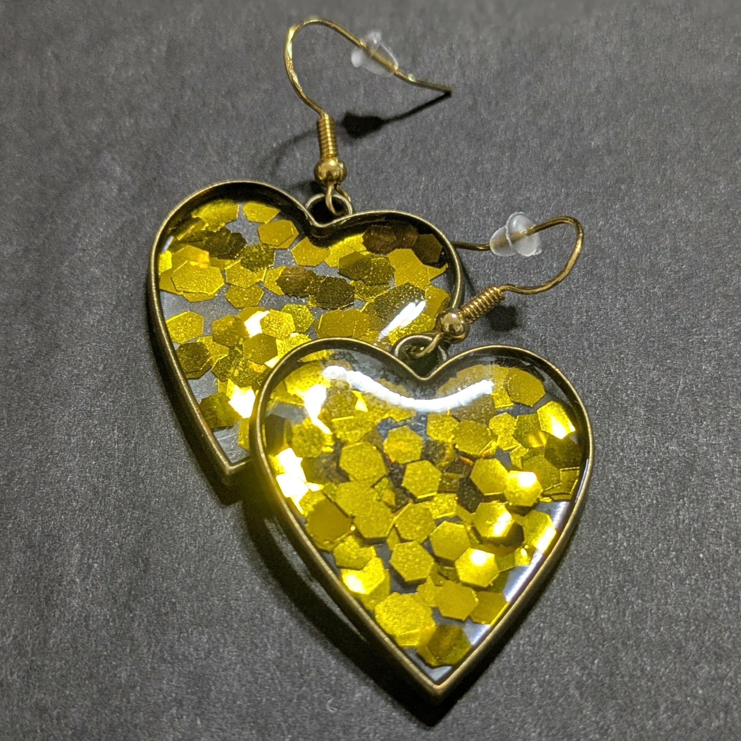 Ohrringe Herz Goldglitter – Bild 3
