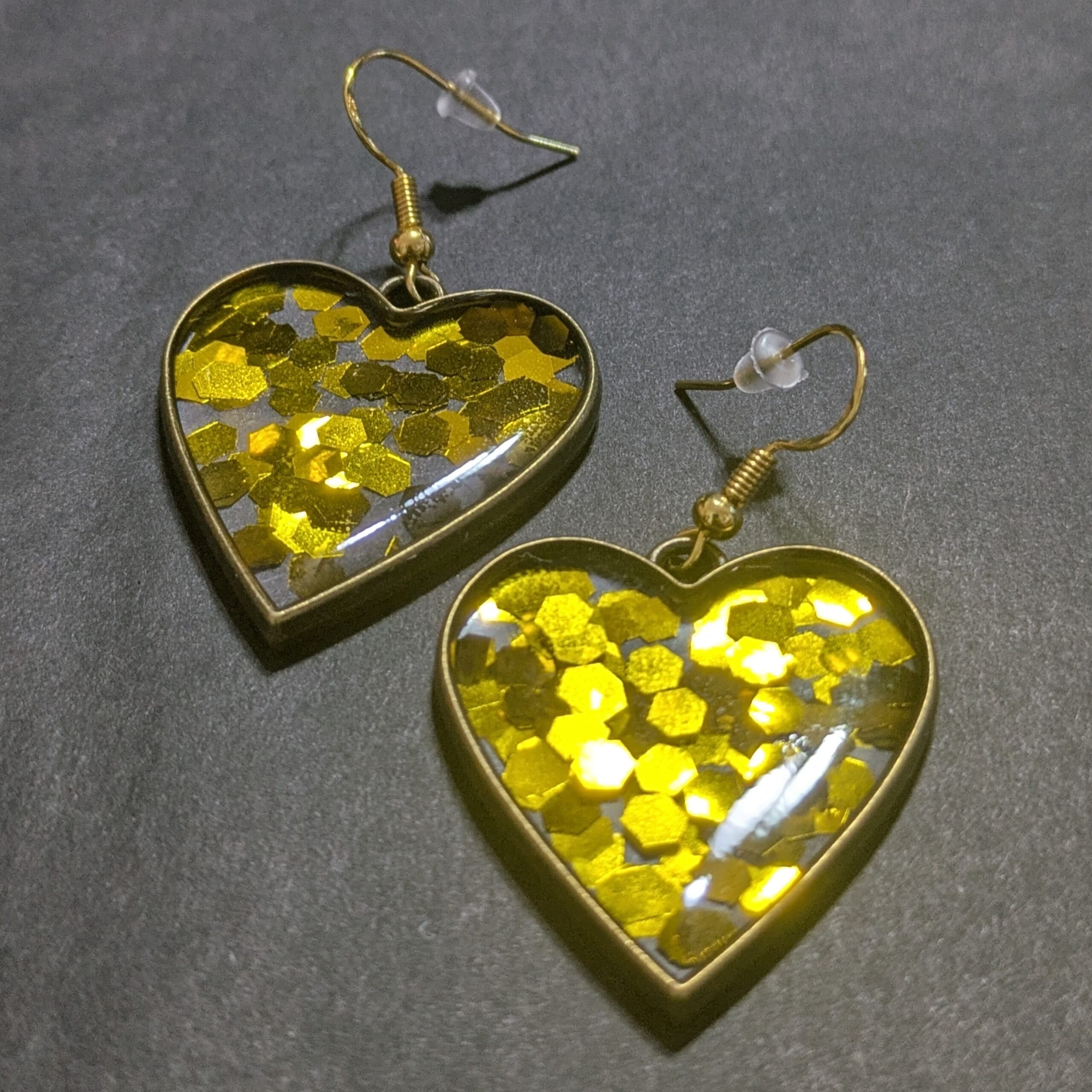 Ohrringe Herz Goldglitter
