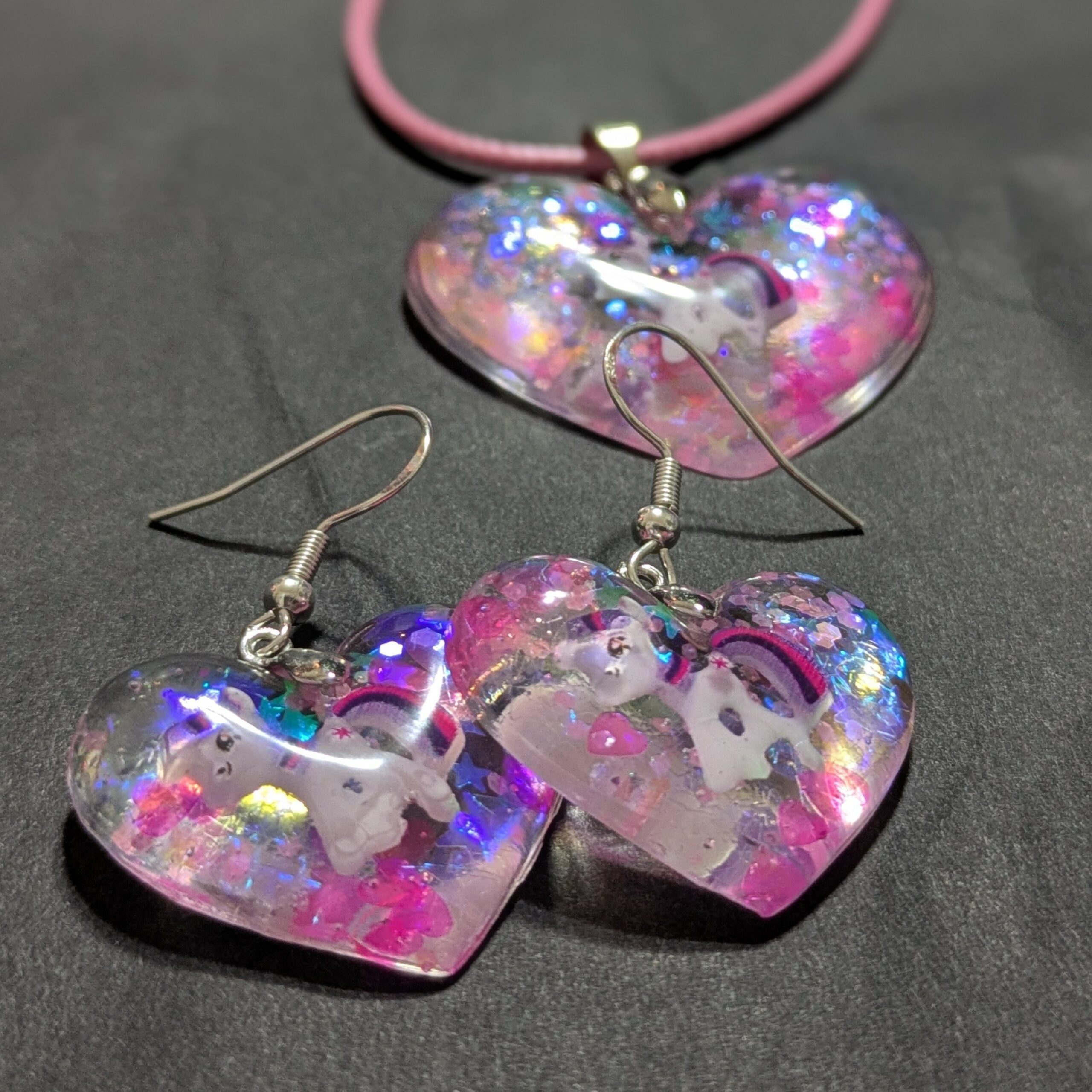 Set Halskette und Ohrringe Einhorn "Colour Change" – Bild 4