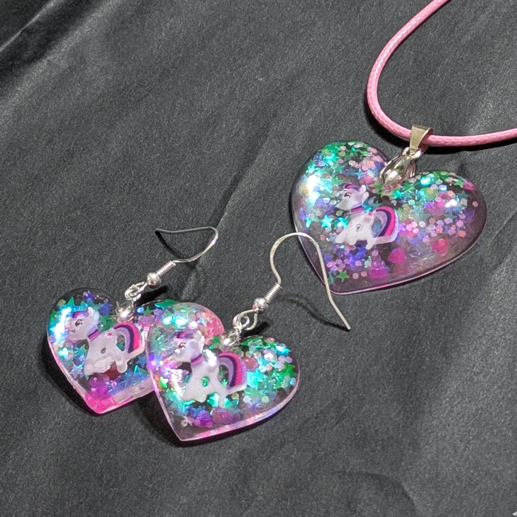 Set Halskette und Ohrringe Einhorn "Colour Change" – Bild 3