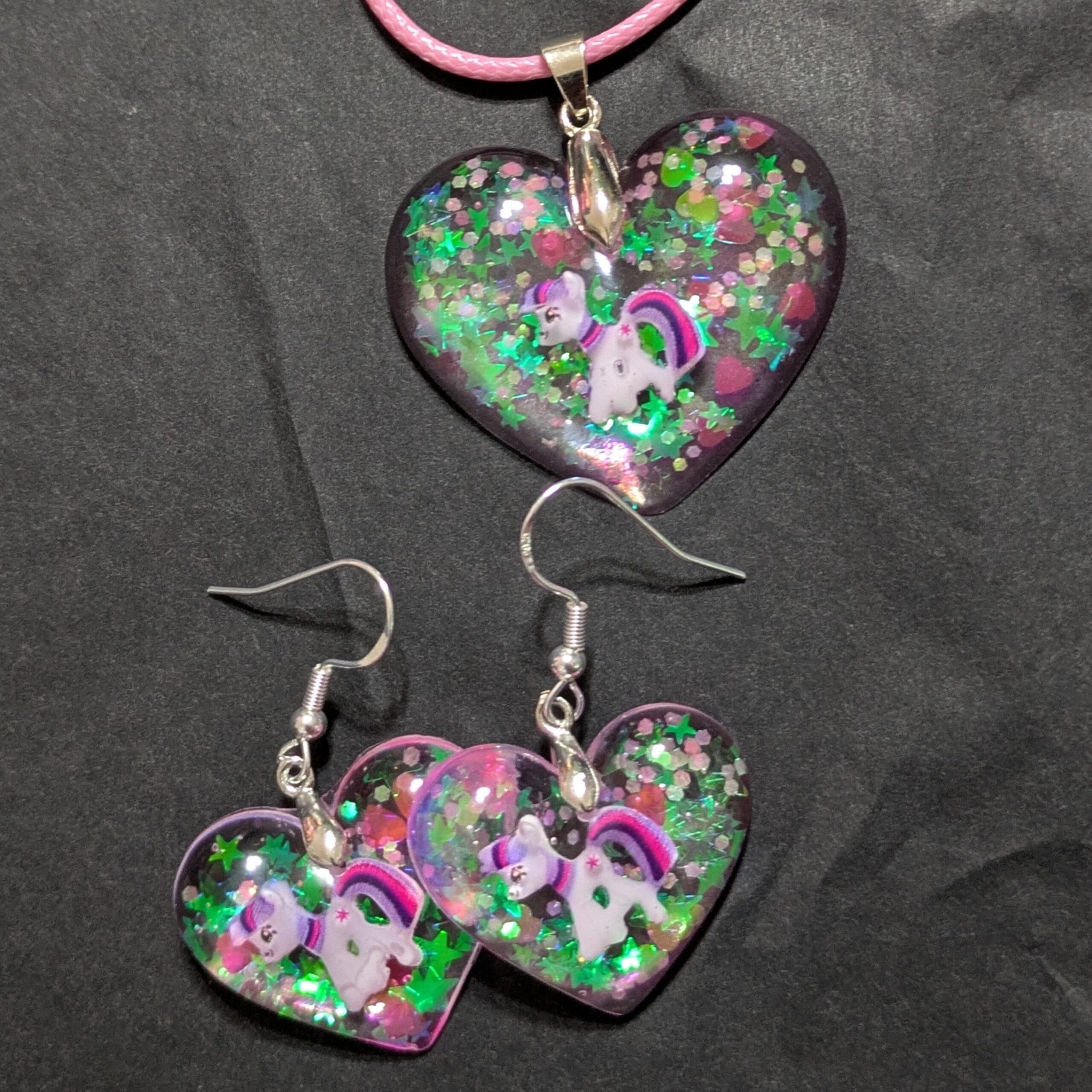 Set Halskette und Ohrringe Einhorn "Colour Change"